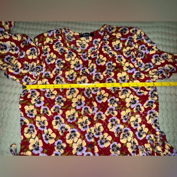 Madewell Drawstring Ruffle-Hem Top in Viola Floral. Size XS EUC - Picture 5 of 15
